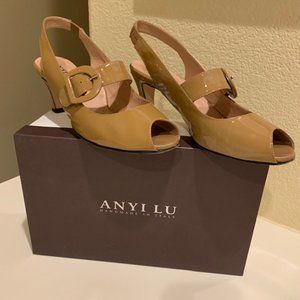 Anyi Lu Patent Tulip Sandal Mary Jane Slingback Pump